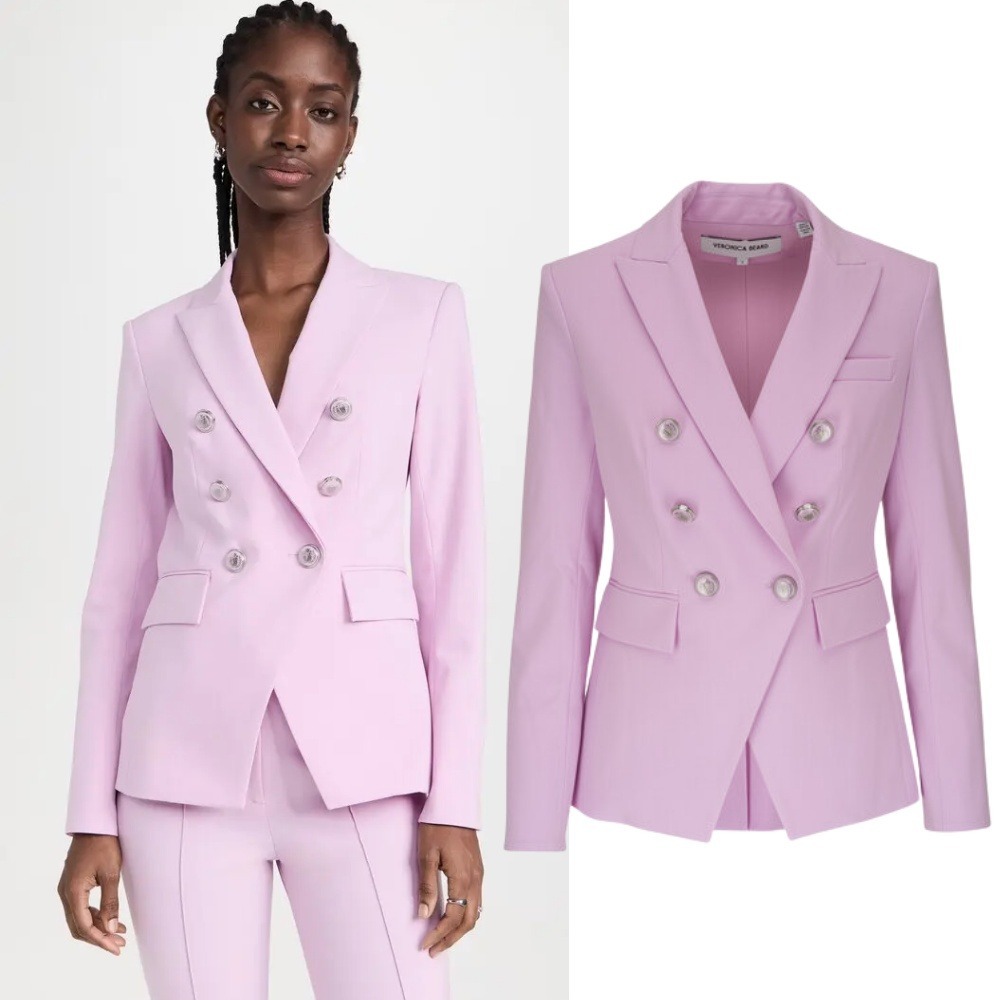 NWT Veronica Beard Miller Dickey Jacket 12 Barely Orchid Pink Double Breasted